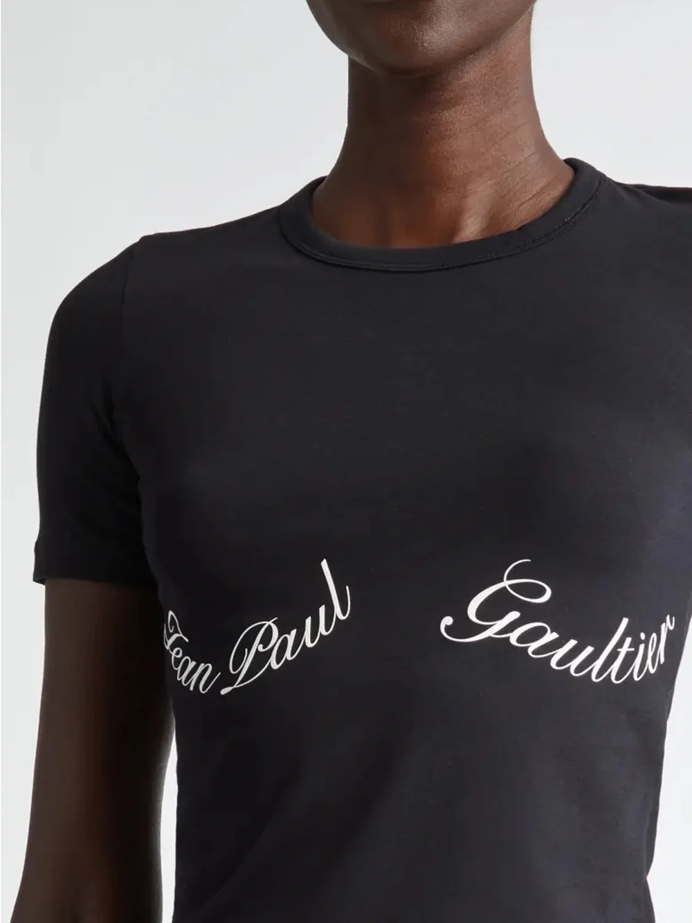 NWT Jean Paul Gaultier Black Tee with White Script Logo - Picture 2 of 3